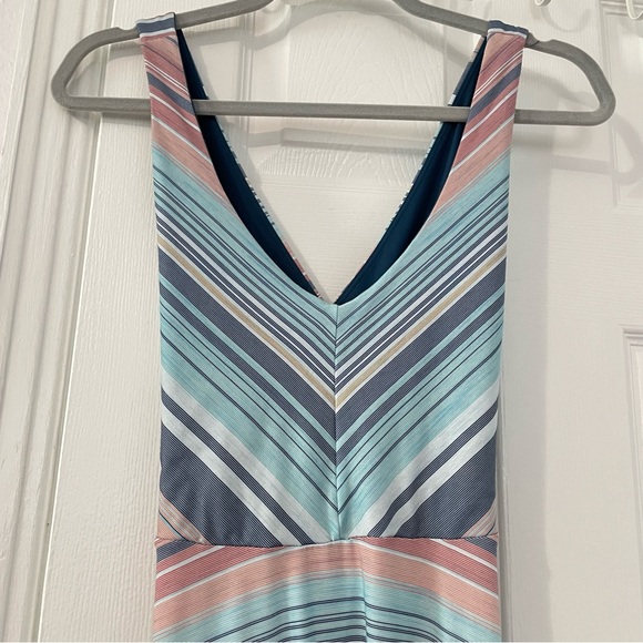 prAna Josepina Striped Maxi Dress Athletic Athleisure Crossover Back Medium - Picture 5 of 13